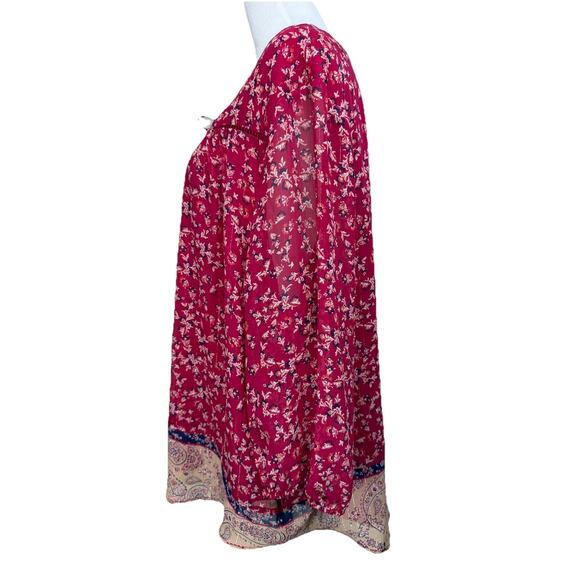 St. John's Bay Women's Blouse Plus Sz 2X Red Shiney Stripes Floral Flowy - Picture 10 of 15